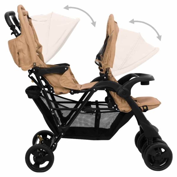 Carrinho de bebé para gémeos aço cinzento-acastanhado - Image 7